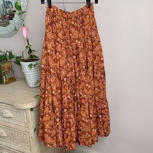 J. Crew Rust Floral Maxi Skirt